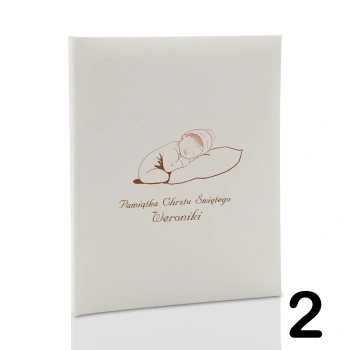 Album dziecięcy, wklejany 40 kremowych stron, personalizowany 12 wzorów do wyboru: Chrzest Metryczka Mój pierwszy album